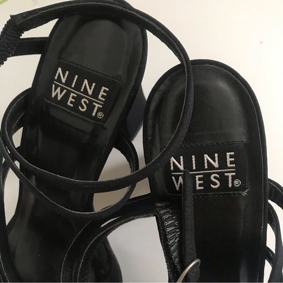 NINE WEST Womens Black Heeled Strappy Sandals Size 6.5 - Picture 4 of 13